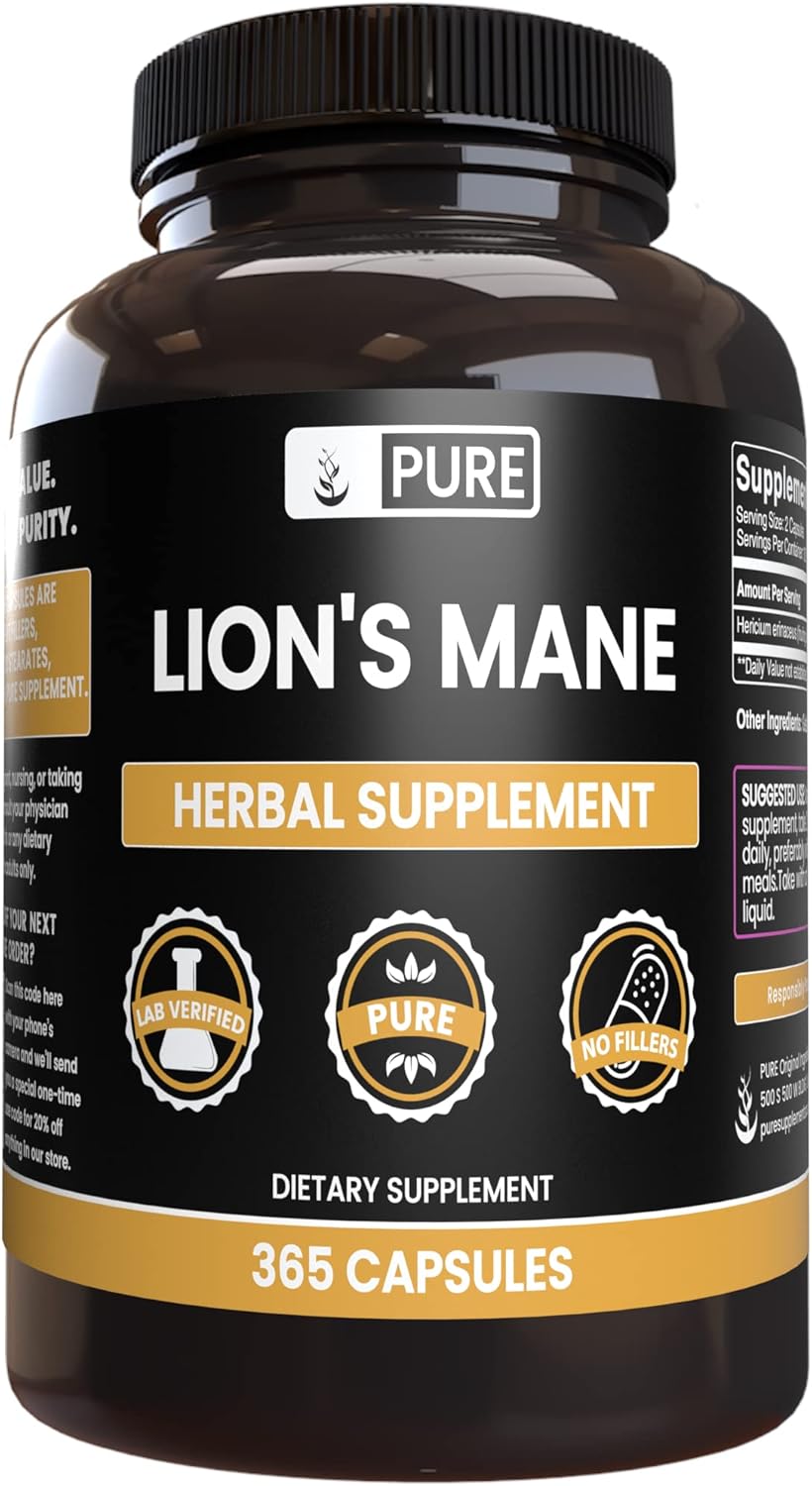 Pure Original Ingredients Lion'S Mane (365 Capsules) No Magnesium Or Rice Fillers, Always Pure, Lab Verified
