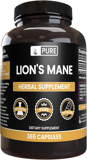 Pure Original Ingredients Lion'S Mane (365 Capsules) No Magnesium Or Rice Fillers, Always Pure, Lab Verified