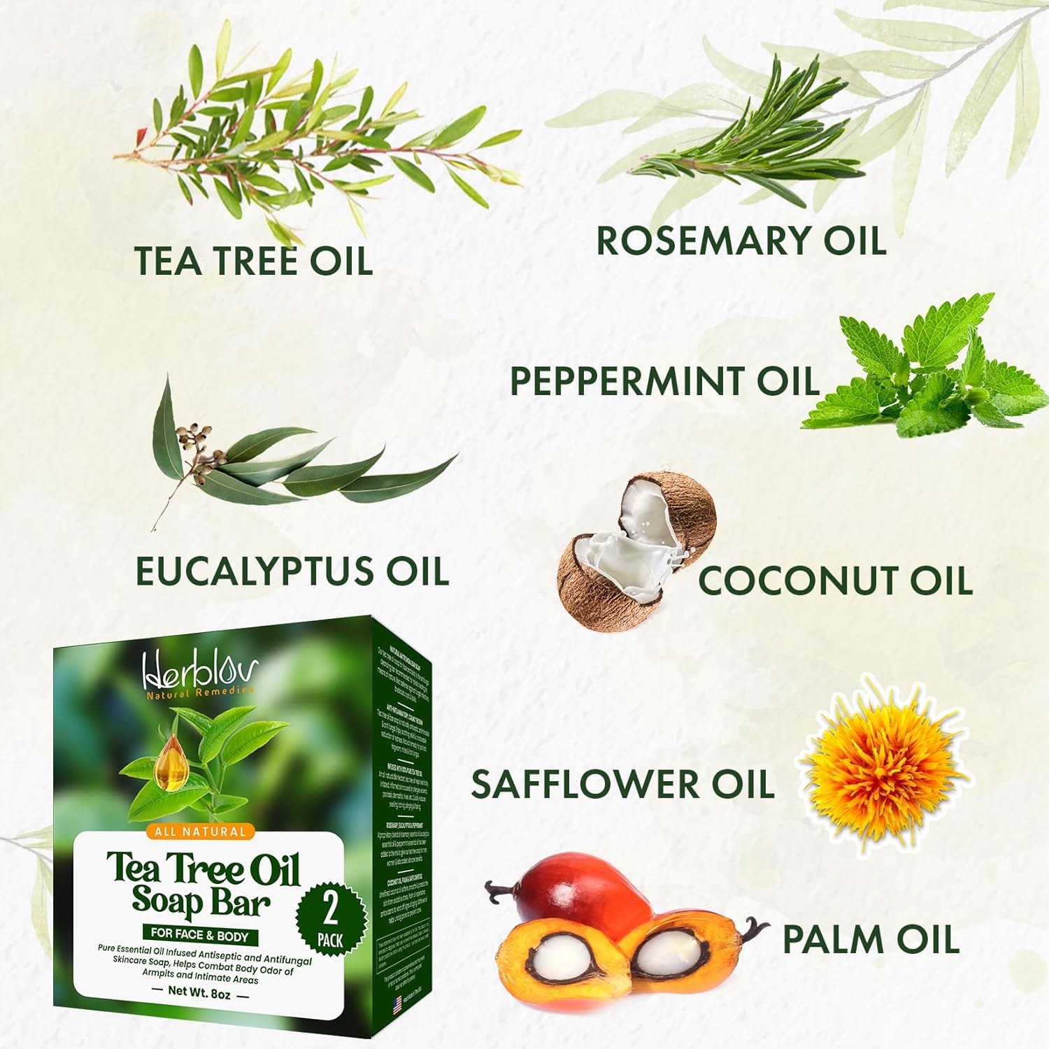 Herblov Tea Tree Oil Soap Bar For Face & Body, 4Oz –All Natural Remedy Skin Cleanser – Pure Essential Oil Infused Skincare Cleansing Soap For Dirt & Acne - Tea Tree Face & Body Wash Made In Usa : Beauty & Personal Care