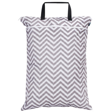 Teamoy Travel Hanging Wet Dry Bag(24.7 X 18 Inches) For Cloth Diapers Organizer Tote Bag (L, Beige Chevron)