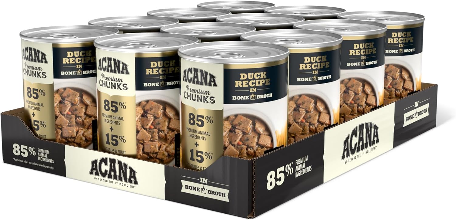 Acana Premium Chunks Wet Dog Food, Duck Recipe In Bone Broth, 12.8Oz (Case Of 12)