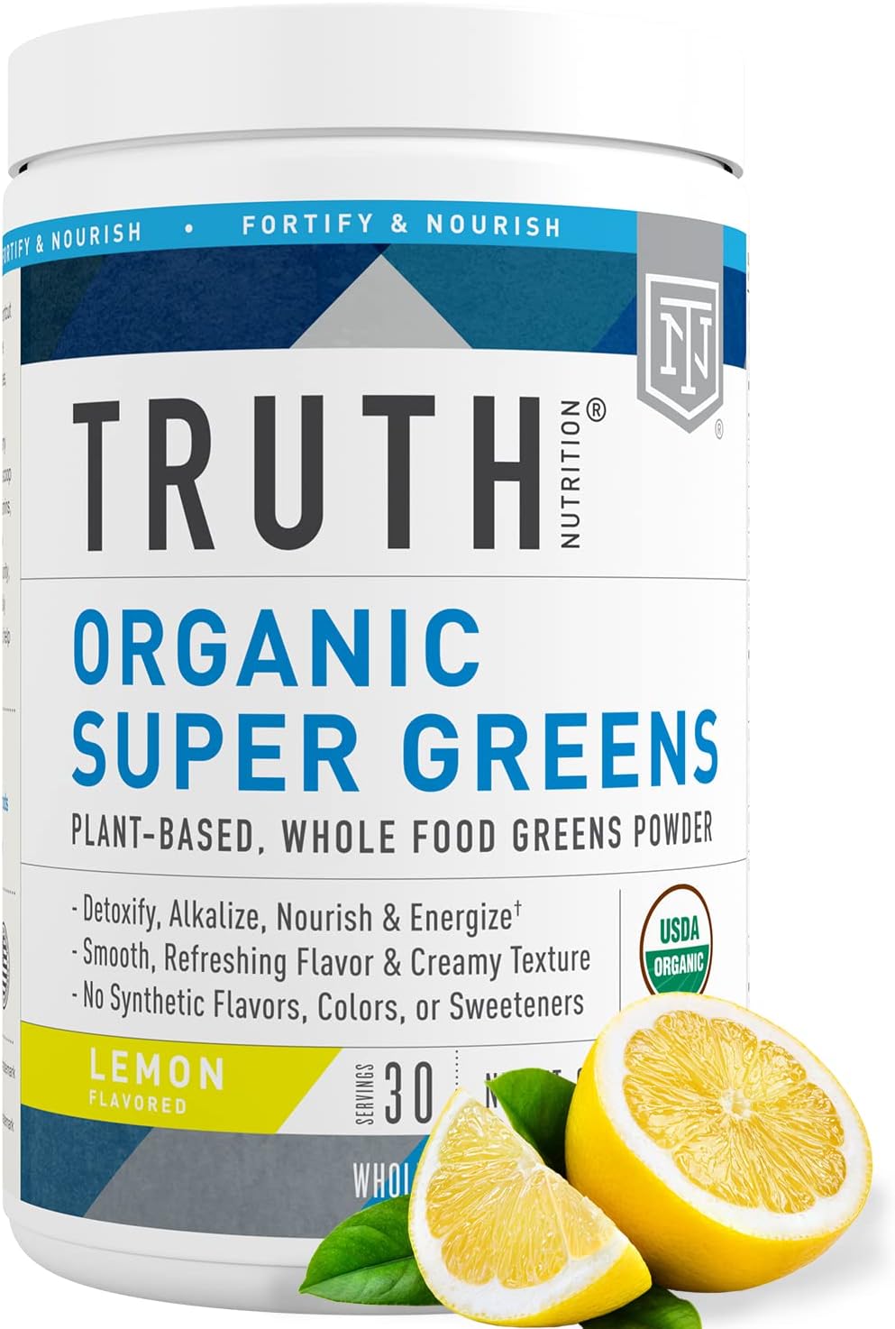 Super Greens Powder - Organic Green Superfood Powder to Boost Energy & Immunity, Healthy Digestion for Men & Women, Green Supplement Smoothie Powder Mix (Lemon)