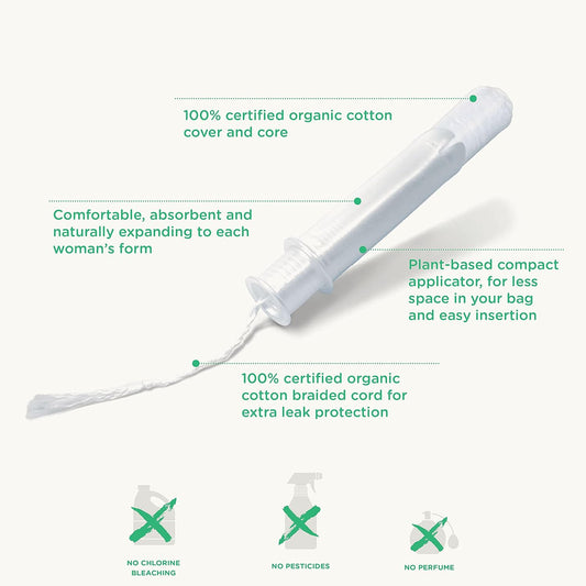 Oi Organic Cotton Tampons with BioCompact Applicator (Super Plus, 32 Count)