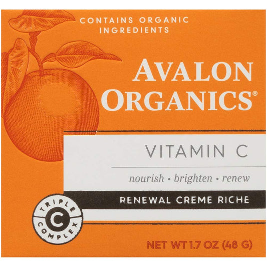 Avalon Organics Skin Moisturizer With Vitamin C, 1.7 Oz, Dermatologist Tested, Plant-Based Formula, Cruelty-Free