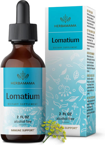 Herbamama Lomatium Tincture - Lomatium Dissectum Extract Vegan Supplement - Respiratory Lung Health Lomatium Root Drops - Alcohol & Sugar-Free Non-Gmo, 28-Day Supply