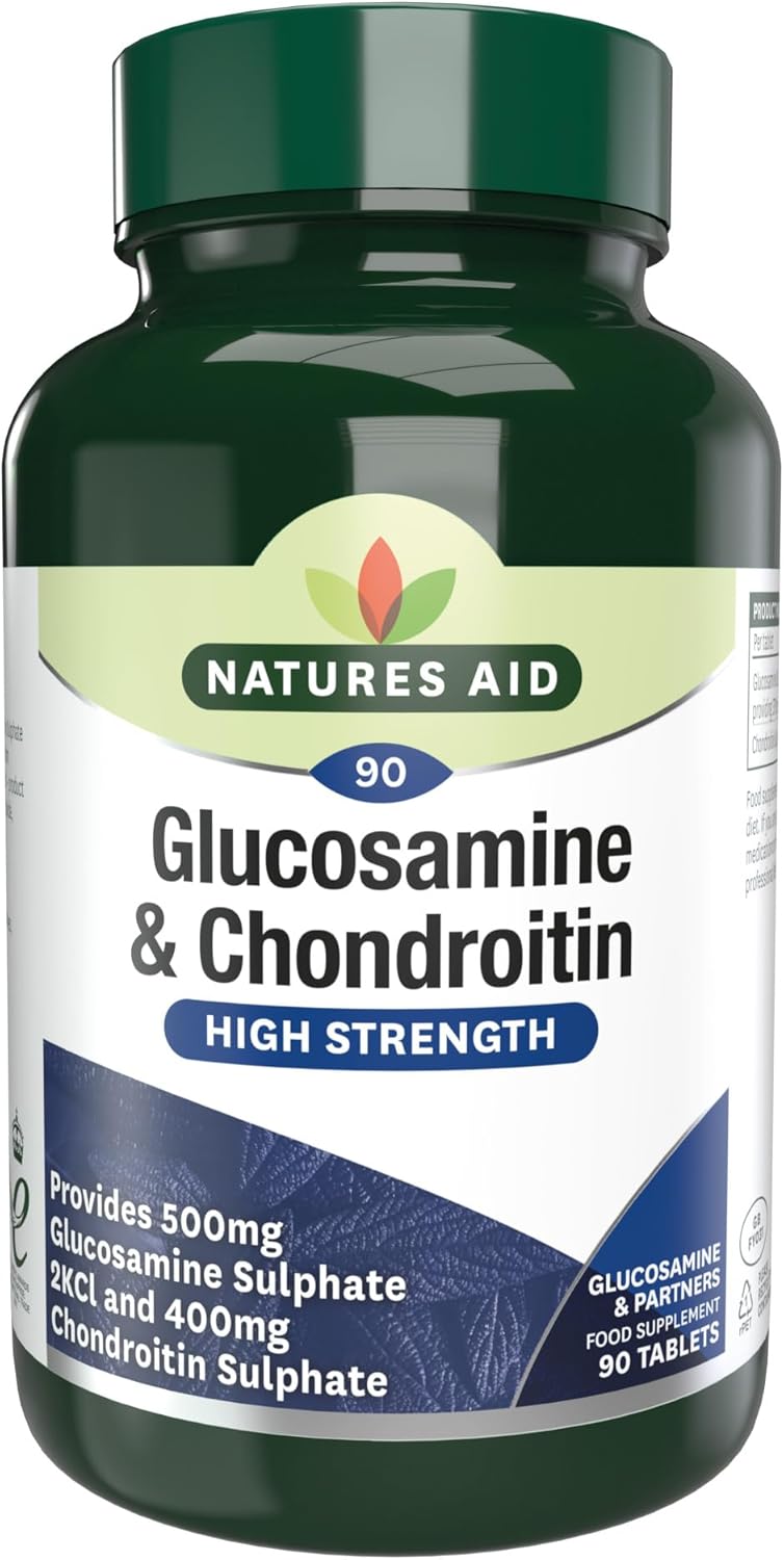 Natures Aid Glucosamine Sulphate 500Mg & Chondroitin 400Mg - High Potency Joint Supplement - Supports Mobility, Flexibility, Cartilage & Collagen Health - Gluten-Free, Non-Gmo - 60 Capsules