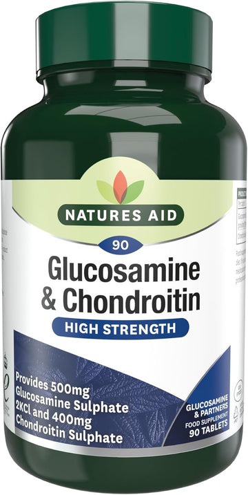 Natures Aid Glucosamine Sulphate 500Mg & Chondroitin 400Mg - High Potency Joint Supplement - Supports Mobility, Flexibility, Cartilage & Collagen Health - Gluten-Free, Non-Gmo - 60 Capsules