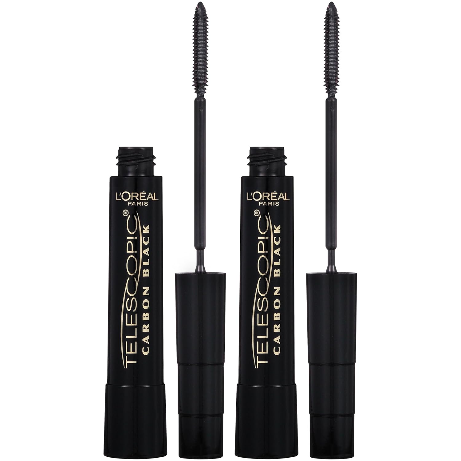 L'Oreal Paris Makeup Telescopic Original Lengthening, Lash Separating Mascara With Dual Precision Brush, Washable, Carbon Black, 0.27 Fl Oz., 2 Count