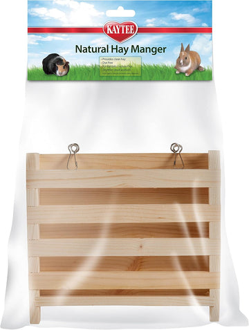 Kaytee Natural Wooden Hay Manger For Pet Rabbits, Chinchillas, And Guinea Pigs, Large