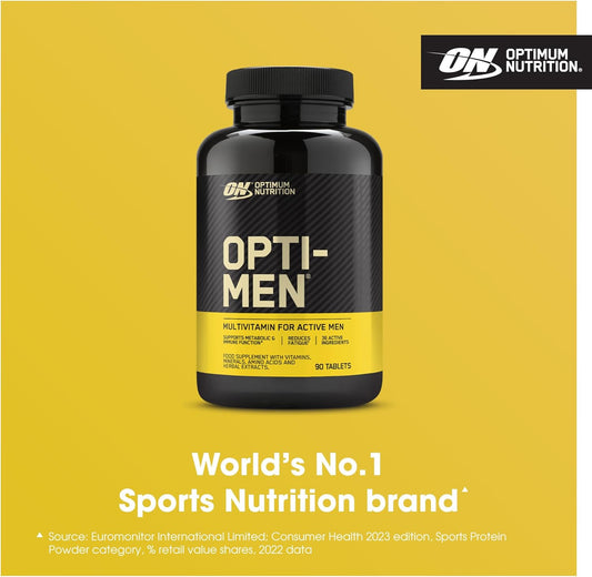 Optimum Nutrition Opti-Men Multi-Vitamin Supplements For Men With Vitamin D, Vitamin C, Vitamin B6 And Amino Acids, Unflavoured, 60 Servings, 180 Capsules