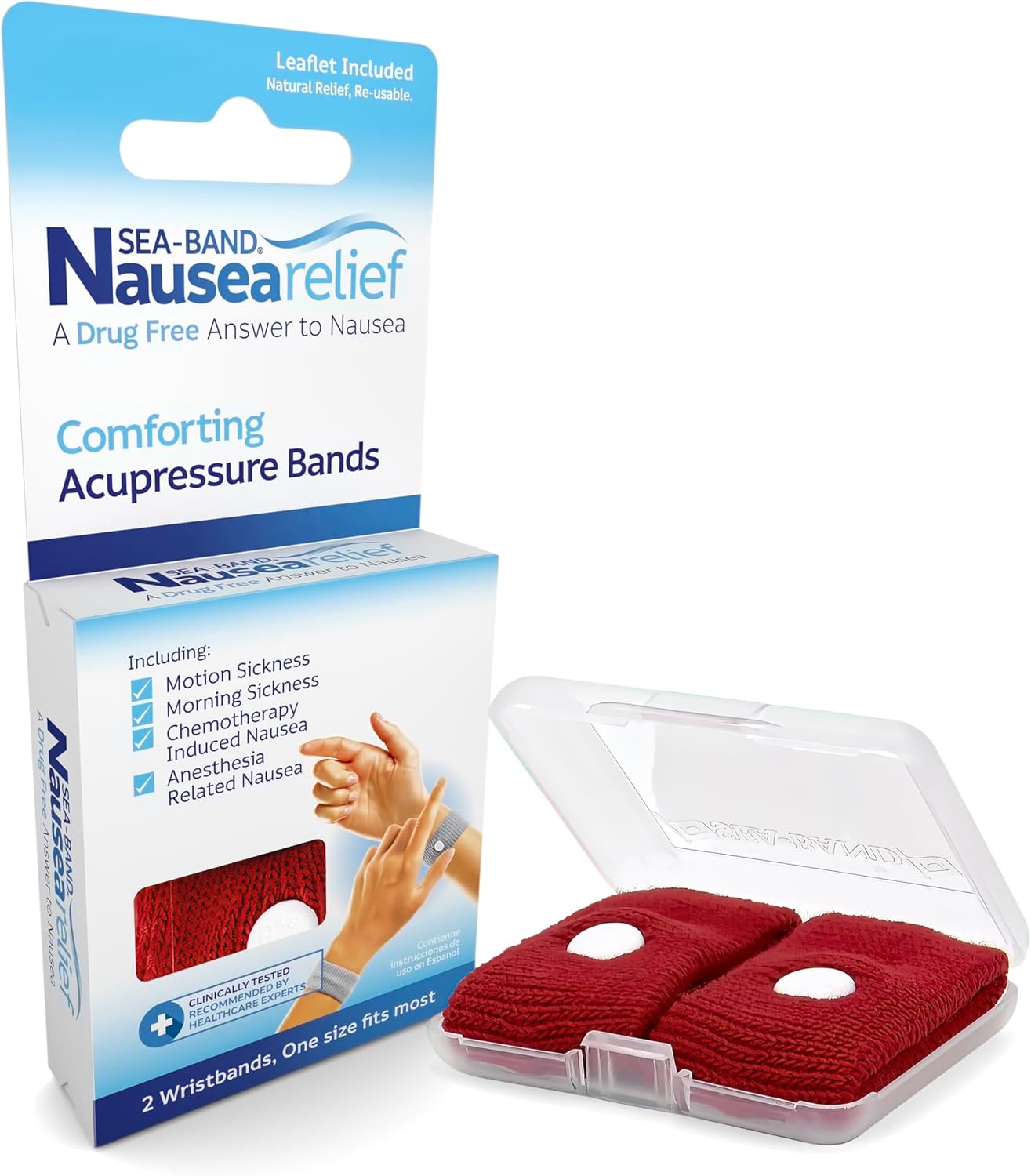Sea-Band Anti-Nausea Acupressure Wristband For Motion & Morning Sickness - 1 Pair Red : Sports & Outdoors