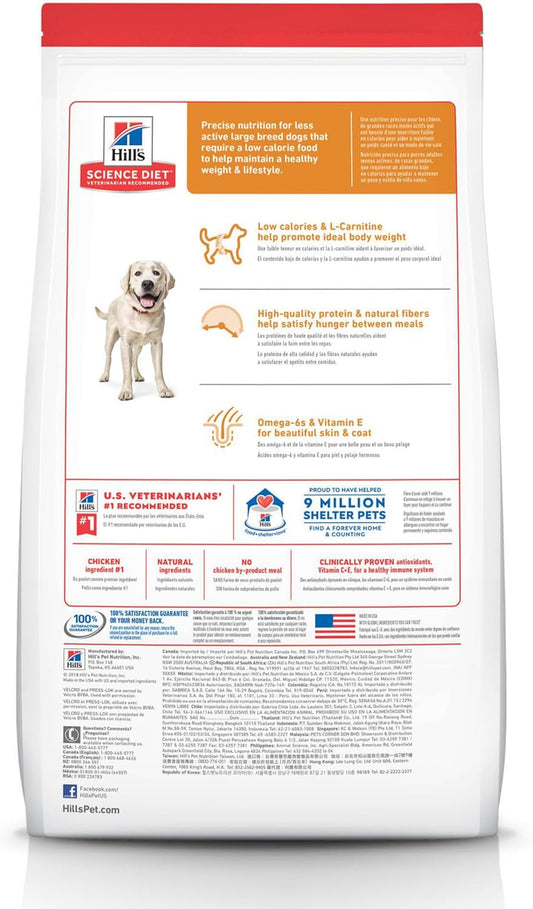 Hill'S Science Diet Light , Adult 1-5, Large Breed Weight Management Support, Dry Dog Food, Chicken & Barley, 30 Lb Bag