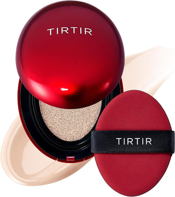 Tirtir Mask Fit Red Cushion Foundation | Full Coverage, Weightless, Skin Fit, Satin Glow Finish, Korean Makeup, Beauty, Tattoo Cover Up, Buildable (#15C Fair Porcelain, 0.63 Fl Oz)