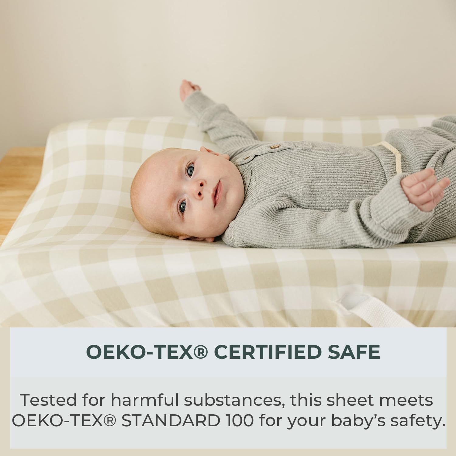 Pobibaby - 2 Pack Premium Changing Pad Cover - Ultra-Soft Jersey Knit, Stylish Ocean Pattern, Safe And Snug For Baby (Gingham Khaki)
