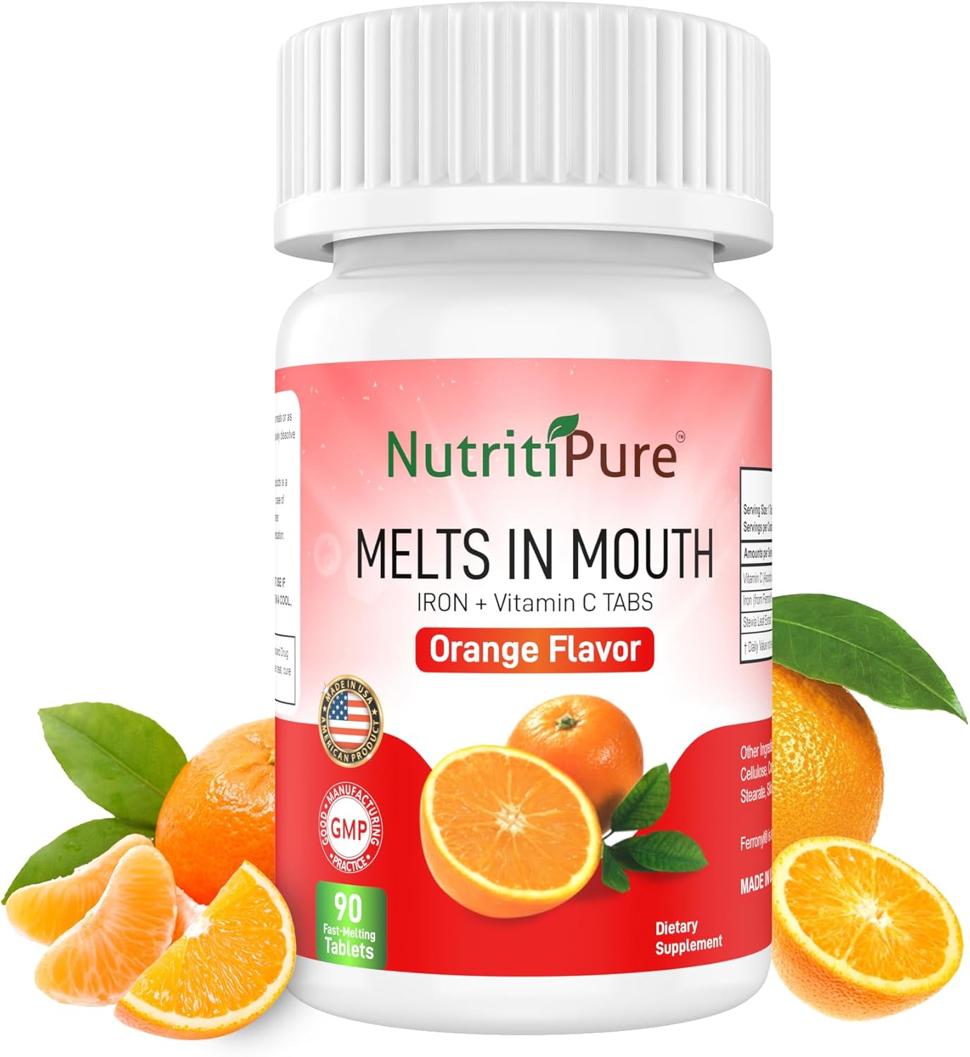 Chewable Iron Supplement For Women/Men | Carbonyl Iron 18 Mg With Vitamin C 30 Mg | Tablet In Orange Flavor 90 Count (2) : Health & Household
