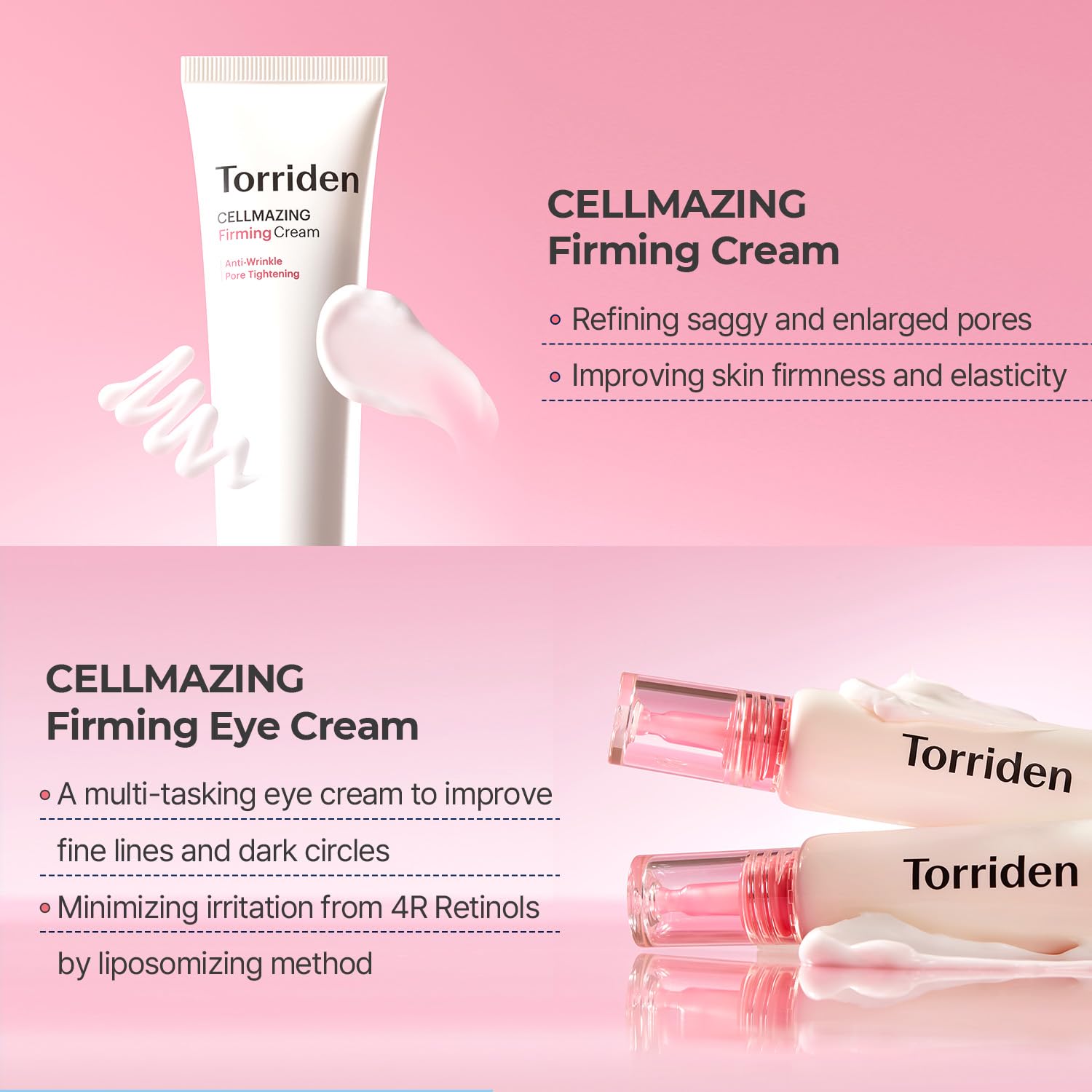 Torriden CELLMAZING Eye Cream with an Eye Massager 1.01 fl.oz + Firming Cream 2.02 fl.oz | 5D Collagen Complex | Helps to reduce wrinkle | Korean Skin Care : Beauty & Personal Care