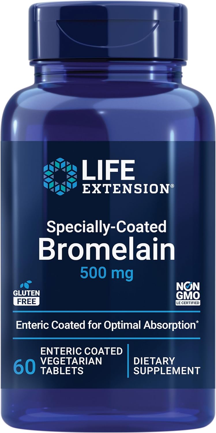 Life Extension Specially-Coated Bromelain – Bromelain Proteolytic Enzyme Extract From Pineapple Supplement For Joint Health – Gluten-Free, Non-Gmo, Vegetarian – 60 Enteric-Coated Tablets