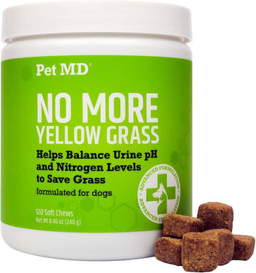 Pet Md Lawn Aid Chews - No More Yellow Spots Dog Urine Neutralizer For Lawn - Ph-Balancing Helps Prevent Dog Pee From Killing Grass - Enhanced With Digestive Probiotics For Dogs & Puppies - 120 Ct