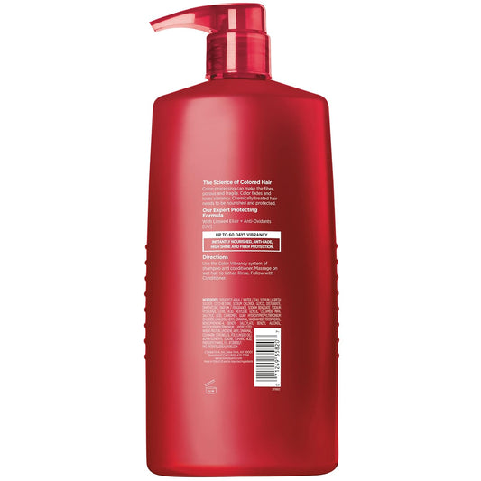 L'Oreal Paris Elvive Color Vibrancy Protecting Shampoo, For Color Treated Hair, Shampoo With Linseed Elixir And Anti-Oxidants, For Anti-Fade, High Shine, And Color Protection, 28 Fl Oz