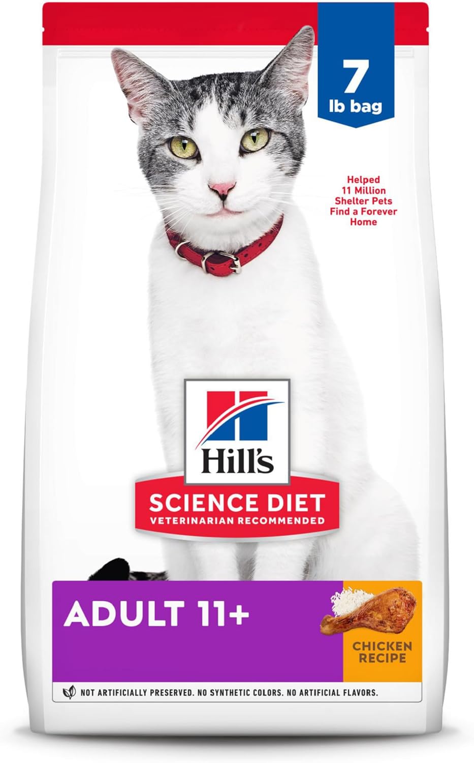Hill'S Science Diet Adult 11+, Senior Adult 11+ Premium Nutrition, Dry Cat Food, Chicken Recipe, 7 Lb Bag