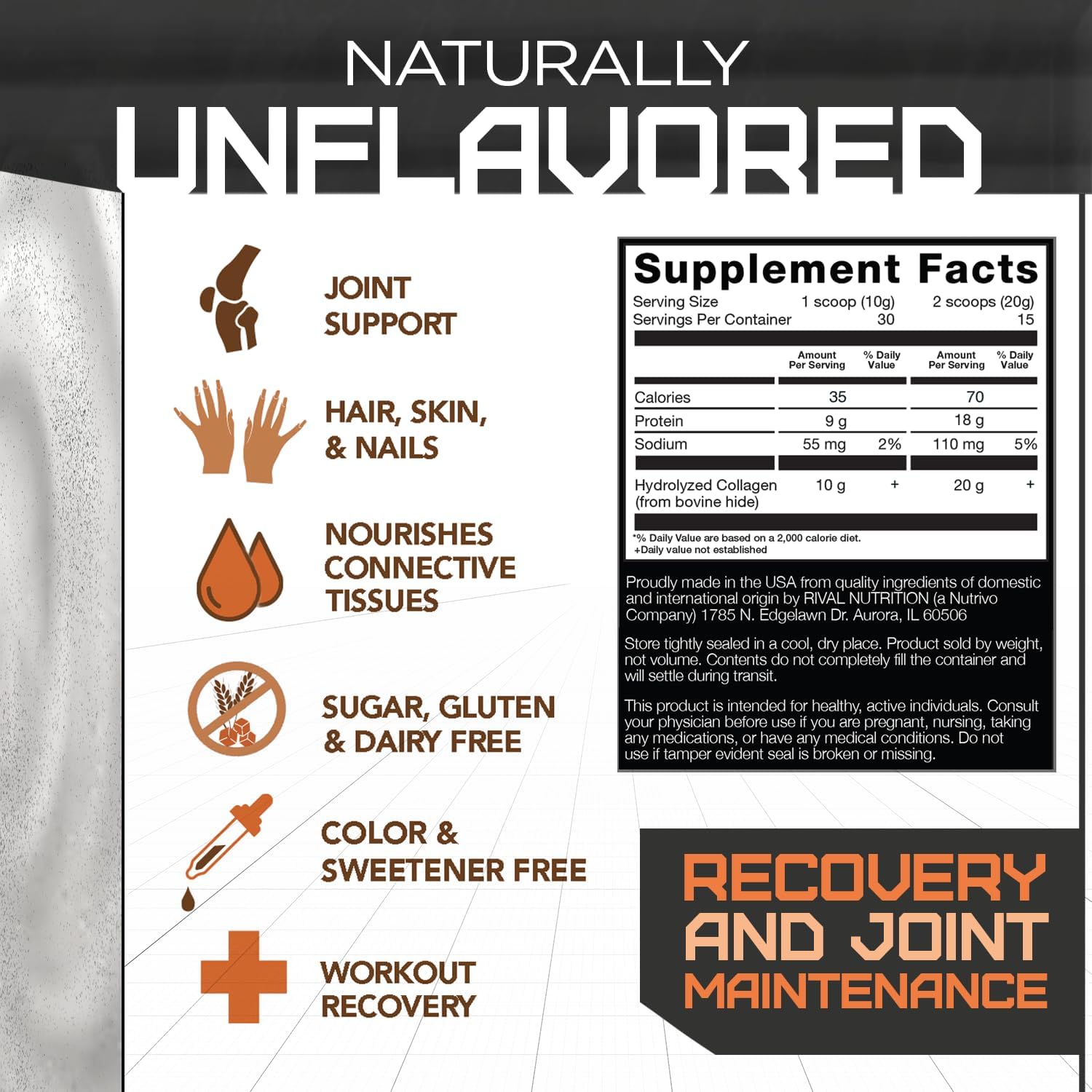 Rivalus Collagen Peptides, Unflavored, 0.66 Pound : Health & Household