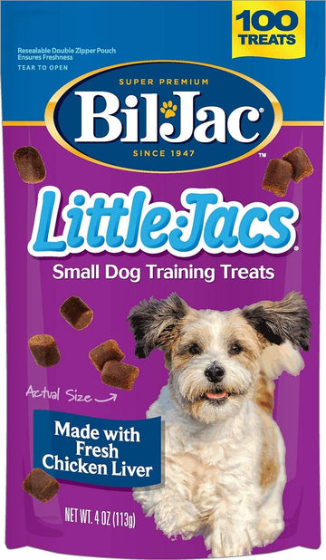 Bil-Jac Little Jacs Small Dog Training Treats - Soft Chicken Liver Dog Treats for Puppy Rewards - Real Chicken, No Fillers, 4oz Resealable Double Zipper Pouch (10-Pack)