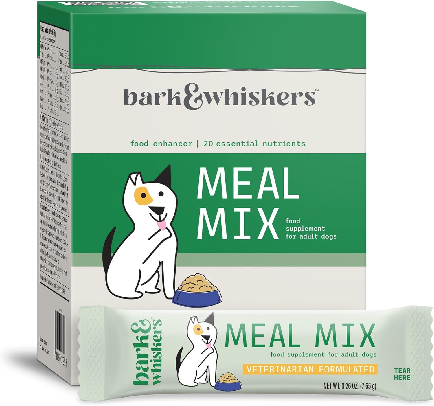 Dr. Mercola Bark & Whiskers Meal Mix For Adult Dogs, 8.09 Oz. (229.5 G), 30 Packets, Offers 20 Essential Nutrients, Promotes Digestive Health, Veterinarian Formulated, Non-Gmo