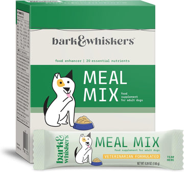 Dr. Mercola Bark & Whiskers Meal Mix For Adult Dogs, 8.09 Oz. (229.5 G), 30 Packets, Offers 20 Essential Nutrients, Promotes Digestive Health, Veterinarian Formulated, Non-Gmo