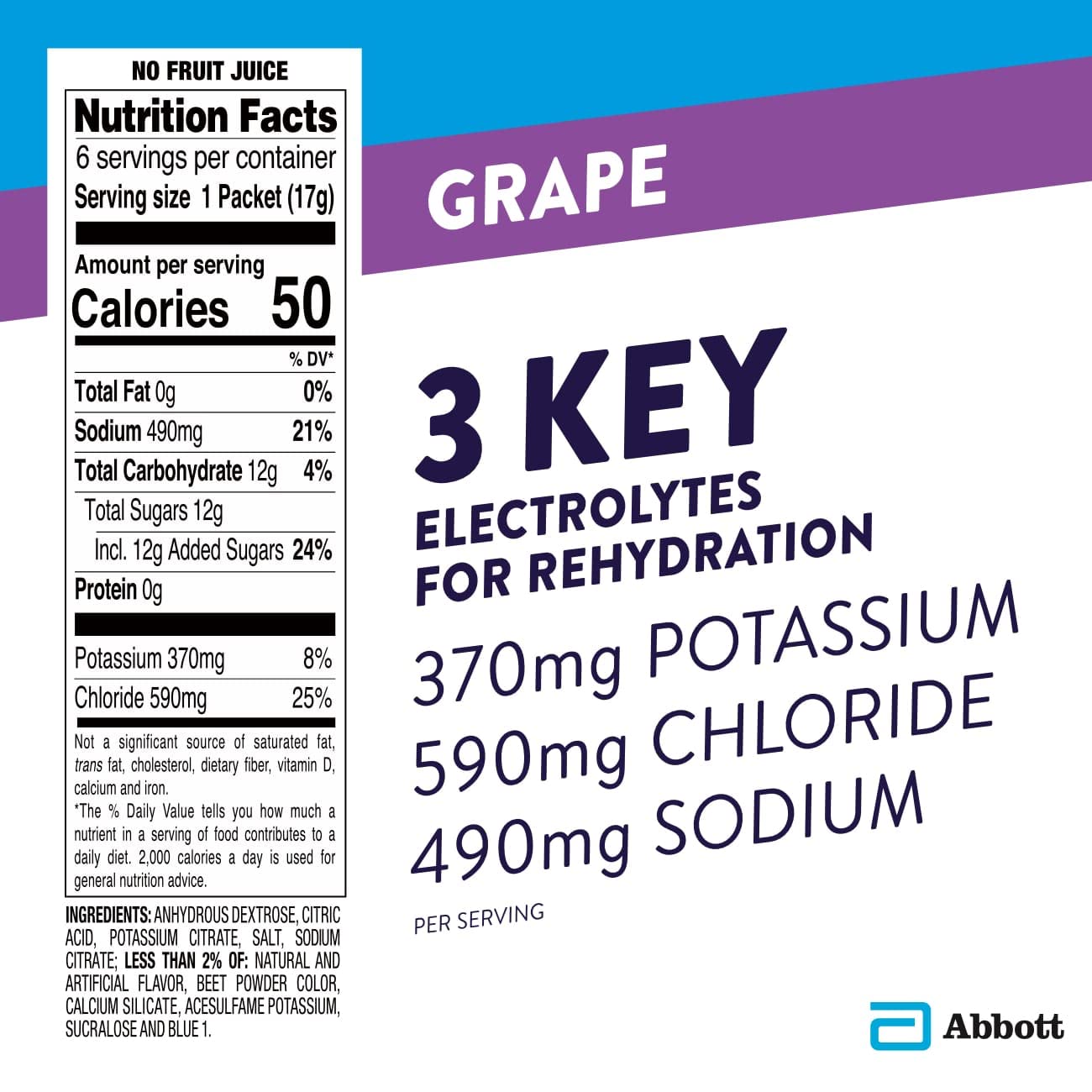 Pedialyte Electrolyte Powder Packets, Grape, Hydration Drink, 100 Single-Serving Powder Packets