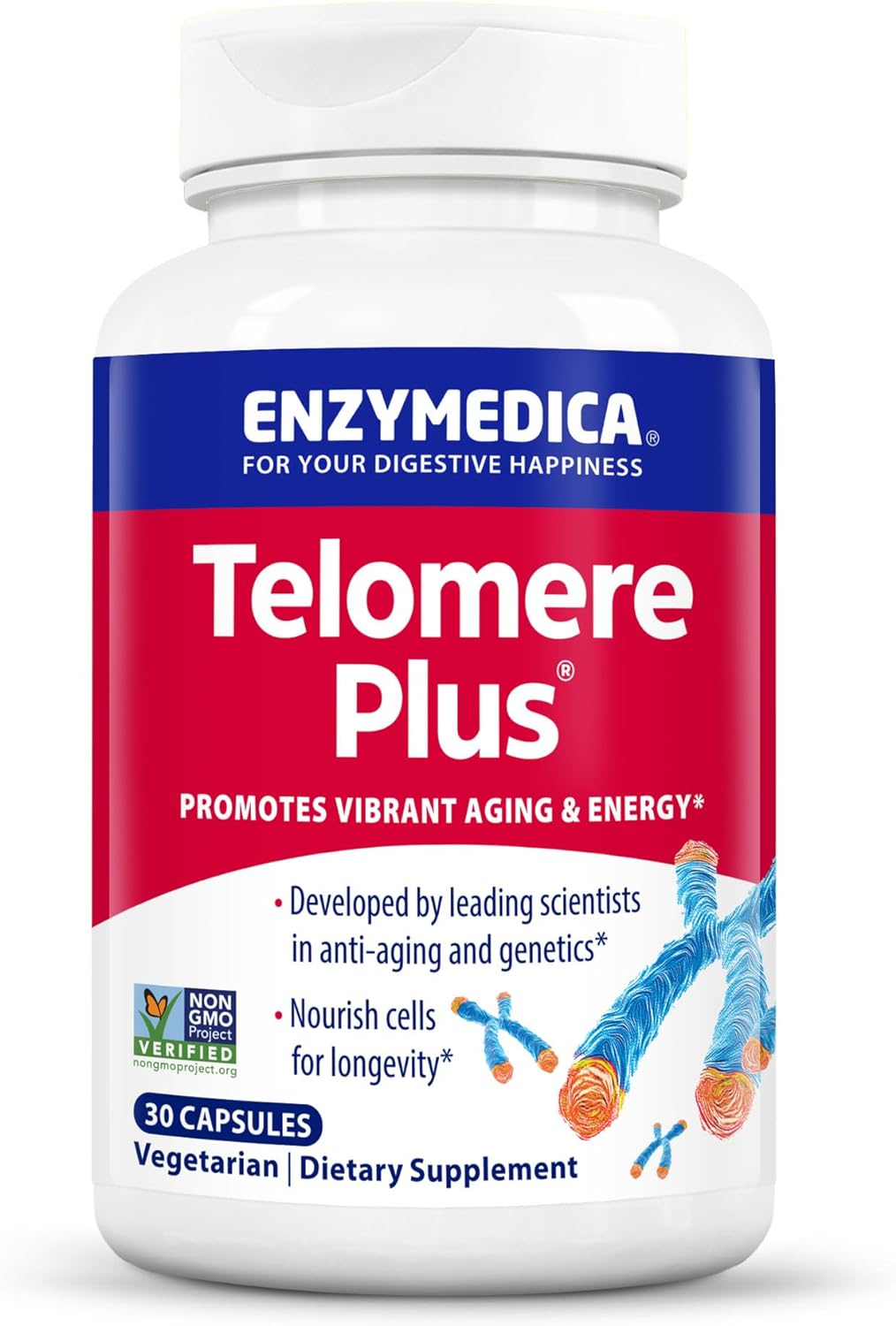 Enzymedica, Telomere Plus, Enzyme Support for Cellular Health, 30 Capsules