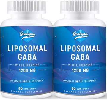 Gaba With L-Theanine Supplement 1200Mg - High Bioavailable Liposomal Gaba Supplements, 60 Capsules For Adults