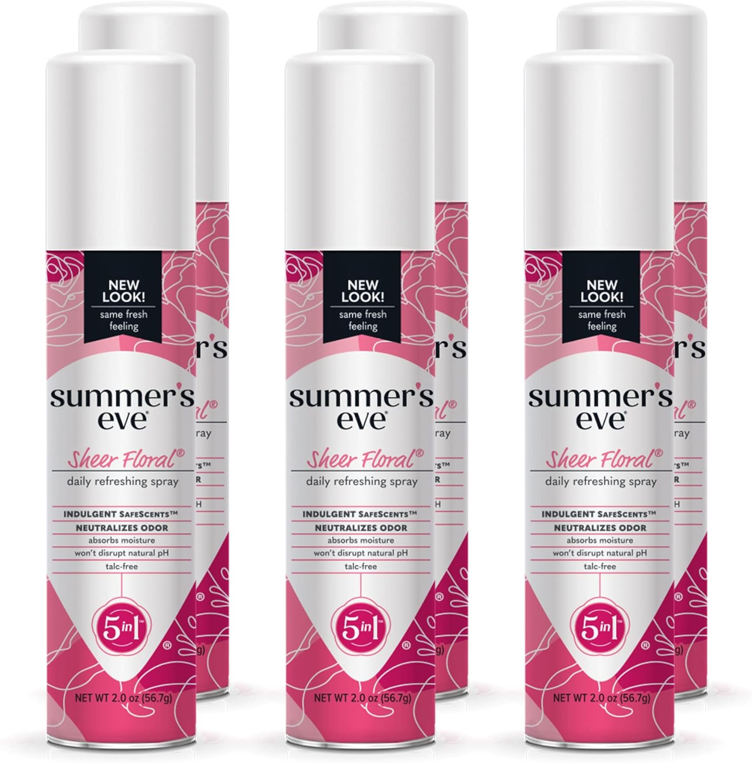 Summer'S Eve Freshening Spray | Sheer Floral| 2 Oz Size | Pack Of 6 | Ph Balanced, Dermatologist & Gynecologist Tested