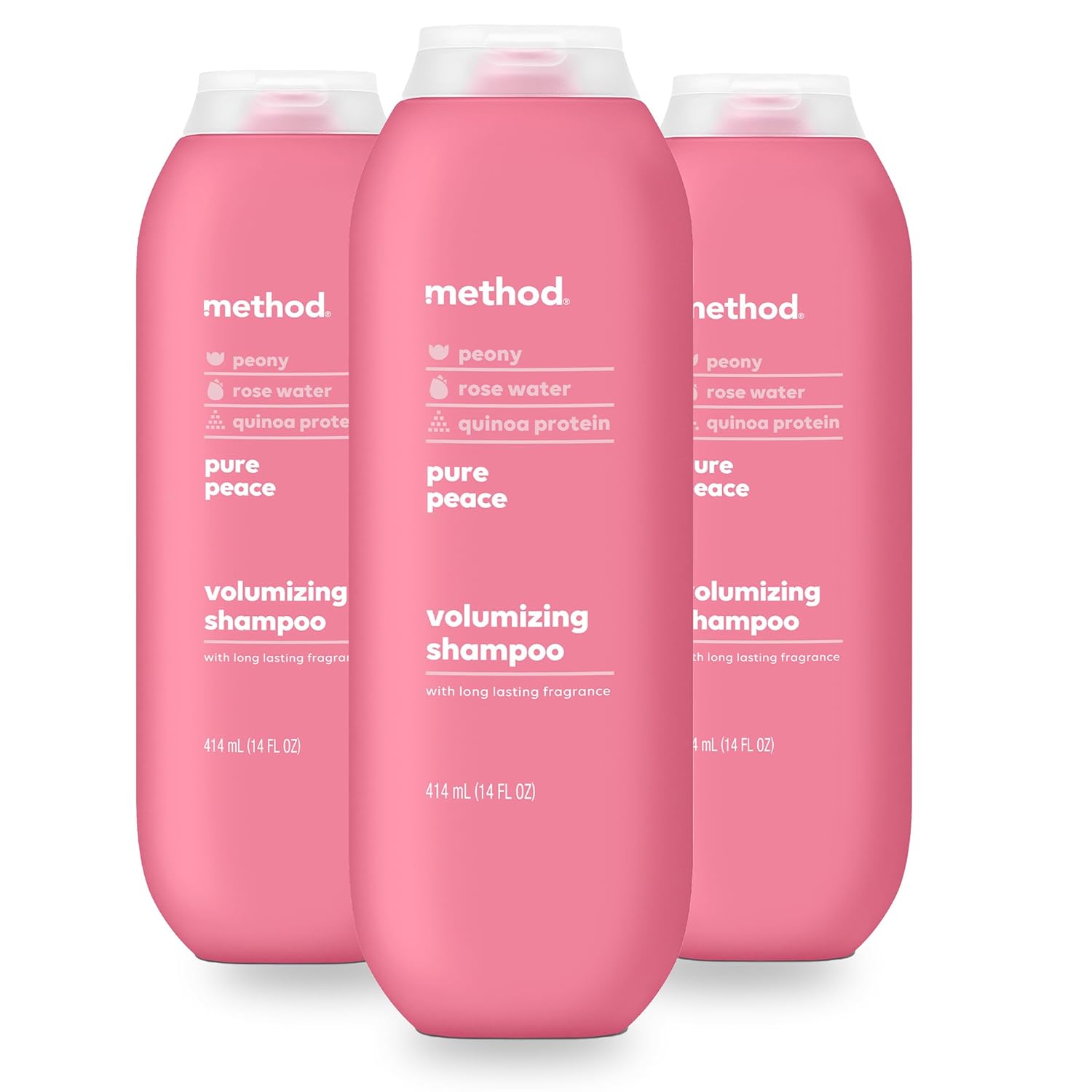 Method Volumizing Shampoo, Pure Peace With Rose, Peony, And Pink Sea Salt Scent Notes, Paraben And Sulfate Free, 14 Oz (Pack Of 3)