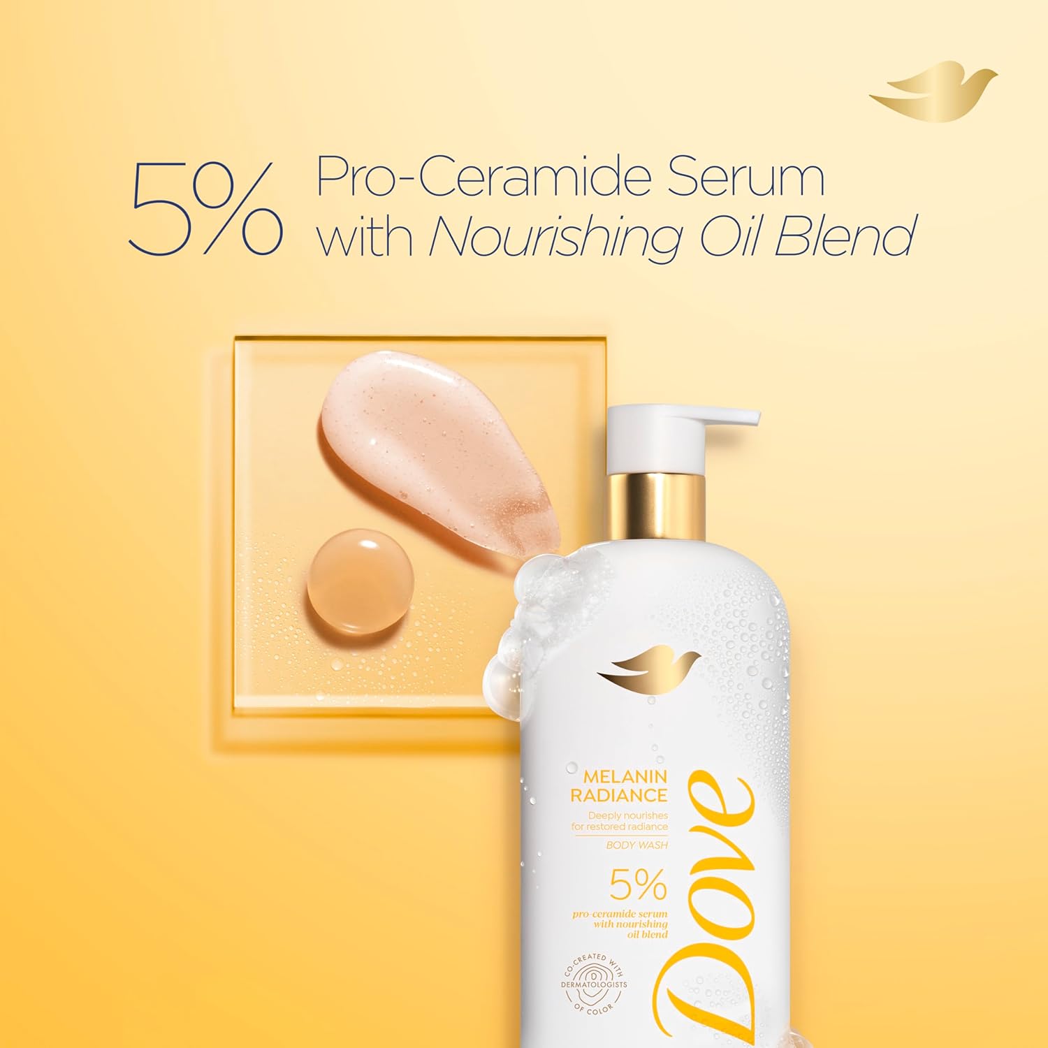 Dove Body Wash Melanin Radiance Nourishes for restored radiance 5% pro-ceramide serum with nourishing oil blend 18.5 oz : Beauty & Personal Care