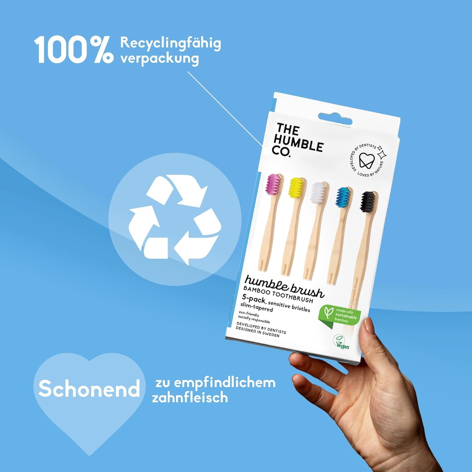The Humble Co. Bamboo Toothbrush Family Pack (5-p) | Sensitive Bristles | Biodegradable, Eco-Friendly, Vegan for Your Everyday Oral Care, Dentist Approved : Amazon.co.uk: Health & Personal Care