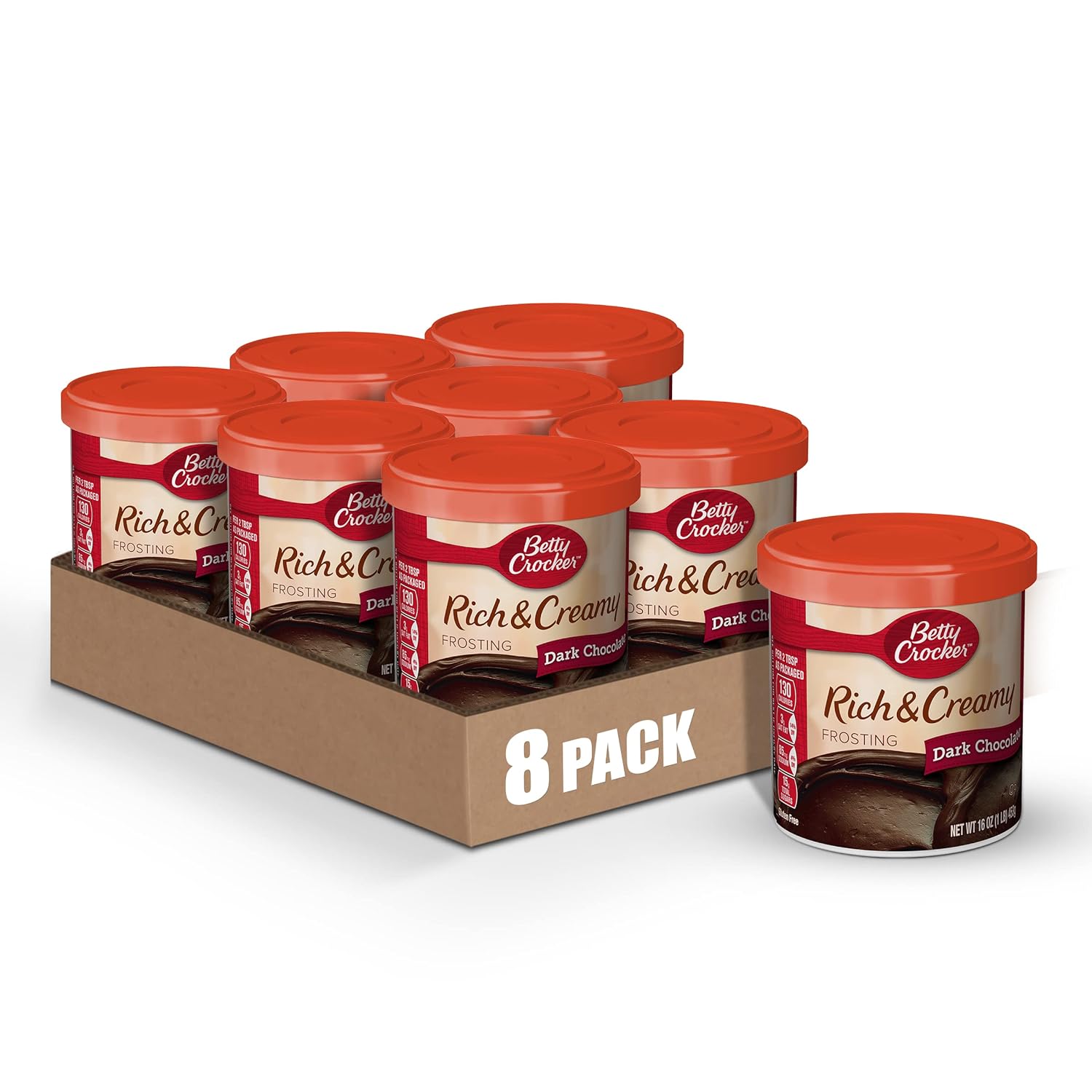 Betty Crocker Rich & Creamy Gluten Free Dark Chocolate Frosting, 16 Oz. (Pack Of 8)