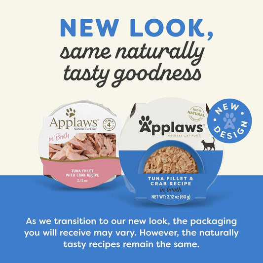 Applaws Natural Wet Cat Food In Broth, Limited Ingredient Cat Food Cups, Grain-Free, Cat Food Pots, No Artificials, 100% Natural Ingredient Cat Food, Chicken Breast & Tuna In Broth (10 X 2.12 Oz Cups)