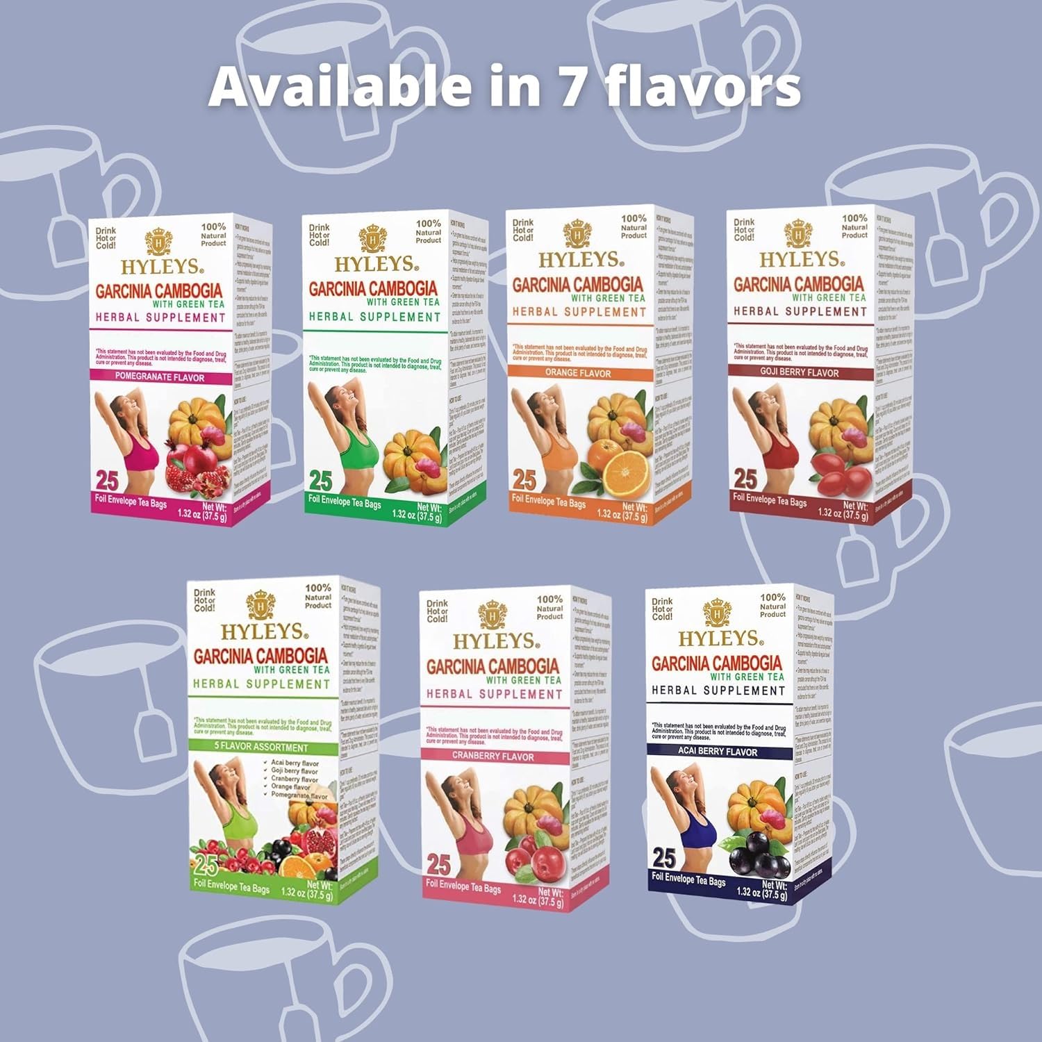 Hyleys Tea Garcinia Cambogia Green Tea With Acai Berry Flavor - 25 Tea Bags