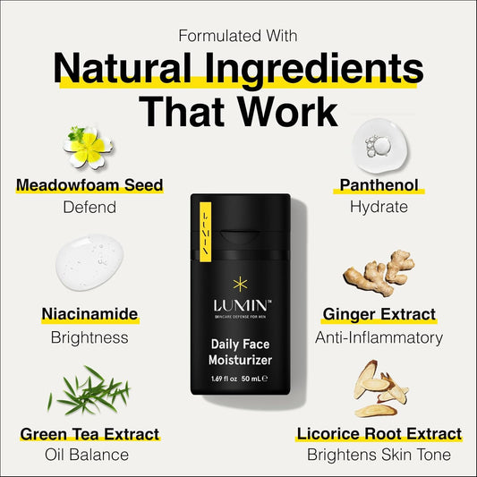 Lumin - Daily Face Moisturizer For Men - With Niacinamide, Mens Face Lotion, Mens Skin Care, Ideal For Normal & Combination Skin, 50Ml, 1-Pack