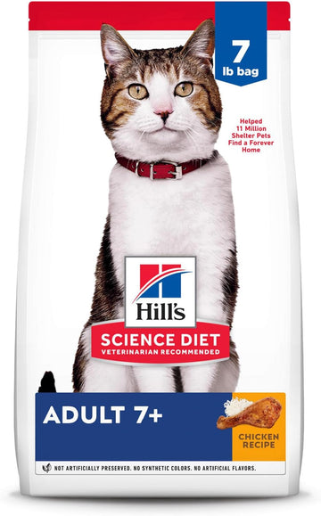 Hill'S Science Diet Adult 7+, Senior Adult 7+ Premium Nutrition, Dry Cat Food, Chicken Recipe, 7 Lb Bag