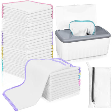 Vaipi 100 Pack Flannel Cloth Baby Wipes With Dispenser Reusable Baby Wipes Washable Natural Soft And Skin-Friendly Cloth Wipes Reusable Tissues Hand Washcloth For Cloth Diapers 8X8 Inch
