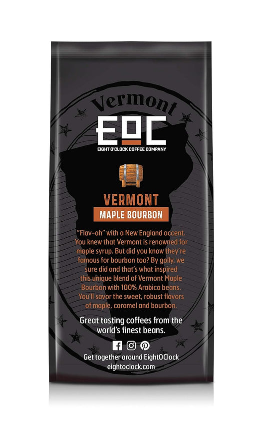 Eight O'Clock Coffee Flavors of America Vermont Maple Bourbon, 11-Ounce, Ground Coffee, Robust Maple, Caramel & Bourbon