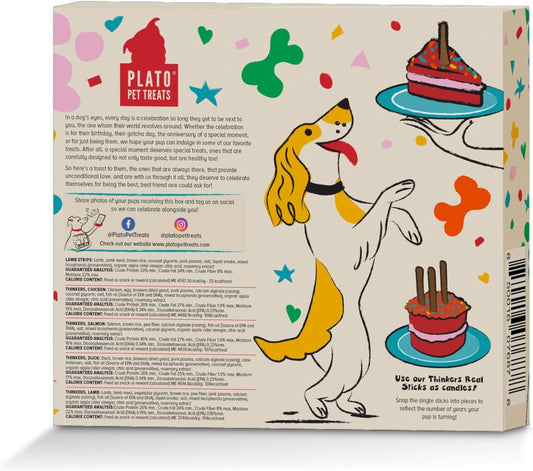Plato Pet Treats Air Dried Dog Treats Celebration Gift Box - Gifting For All Occasions - 5-Count Dog Treats