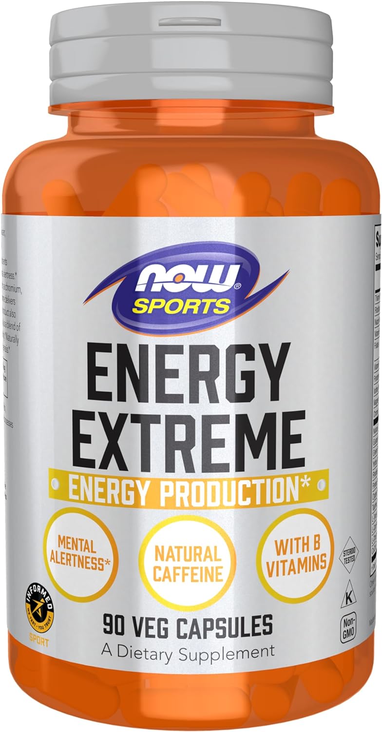 NOW Sports Nutrition, Sports Energy Extreme with B Vitamins and other cofactors such as Chromium, Magnesium Malate and Carnitine, 90 Veg Capsules