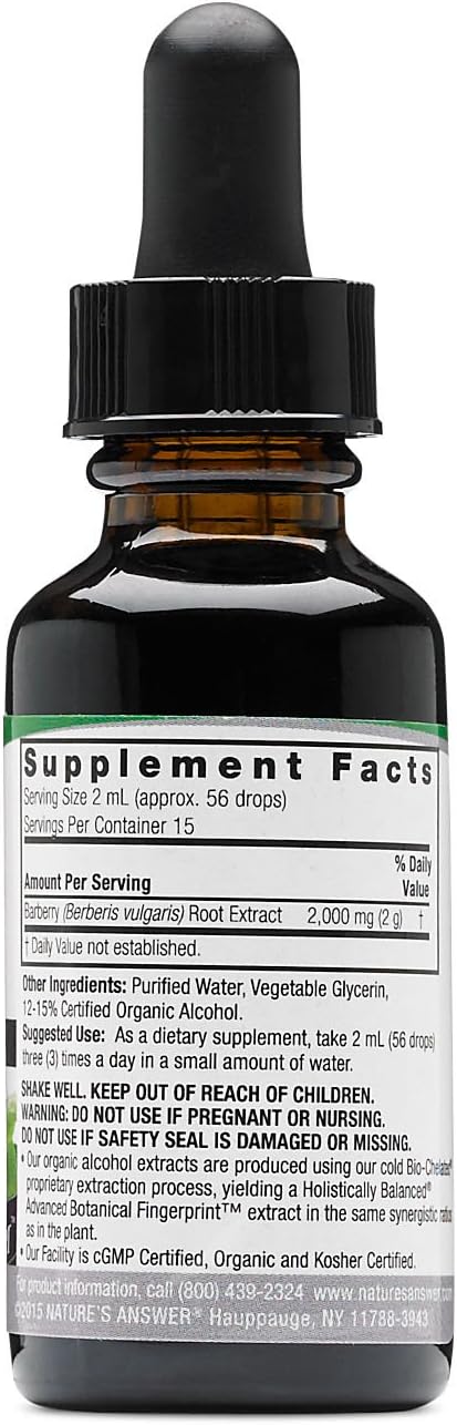 Nature's Answer Barberry Root with Organic Low Alcohol, 1-Fluid Ounce | Promotes Immune Function | Supports Digestive Health : Health & Household