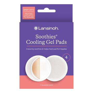 Lansinoh Soothies Cooling Gel Pads, 4 Count, Breastfeeding Essentials, Provides Cooling Relief For Sore Nipples