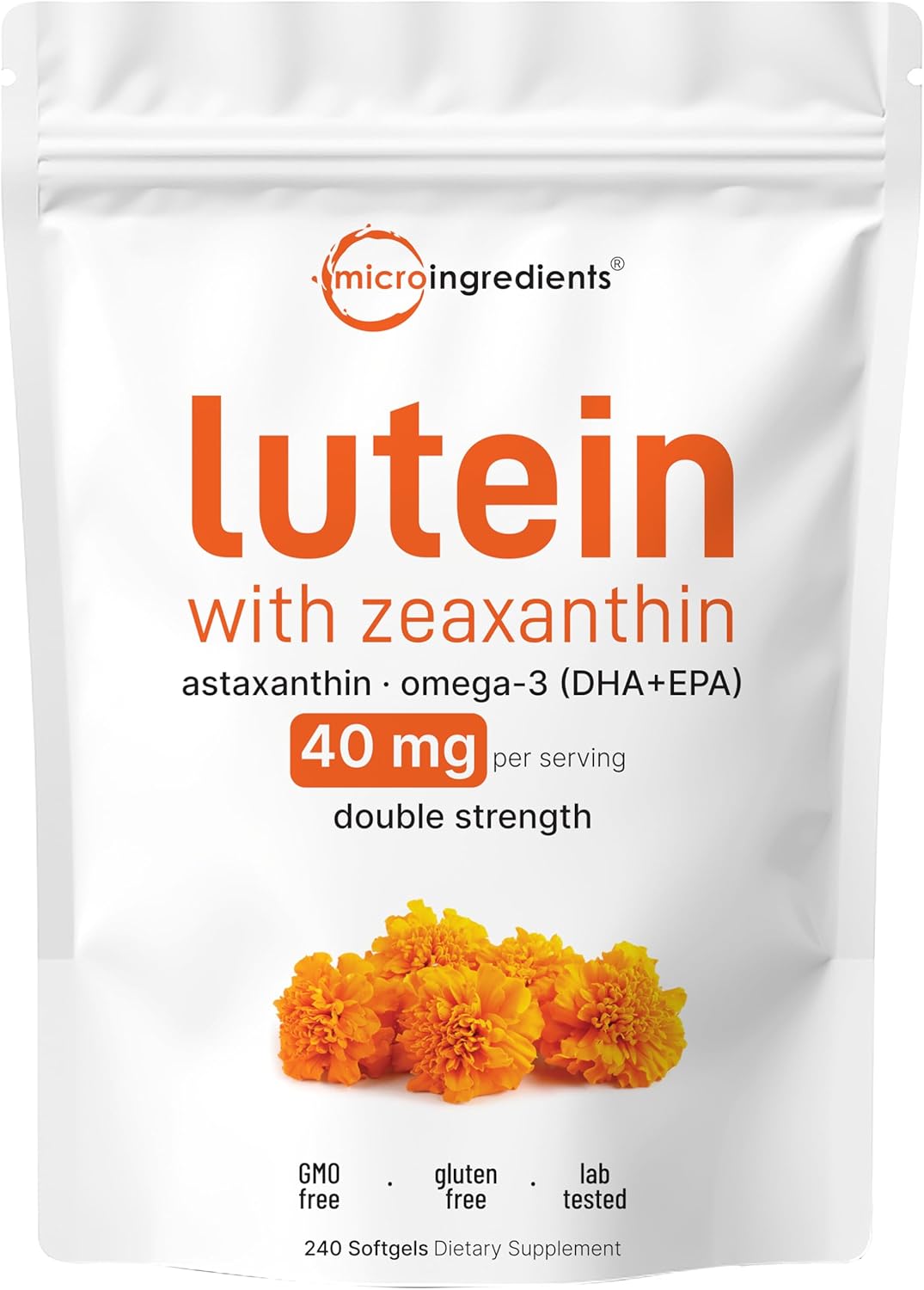 Micro Ingredients Lutein & Zeaxanthin 20Mg Softgels, 400 Count, With Astaxanthin, Omega-3S, & Phospholipids | Eye + Vision Health Vitamins | Third Party Tested, Non-Gmo, Gluten Free