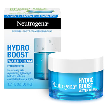 Neutrogena Hydro Boost Water Cream Face Moisturizer With Hyaluronic Acid, 72-Hour Hydration, 1.7 Fl Oz, & Hydro Boost Hydrating Gel Face Cleanser Trial Size, 0.5 Fl Oz, Skincare Set, 2 Pack