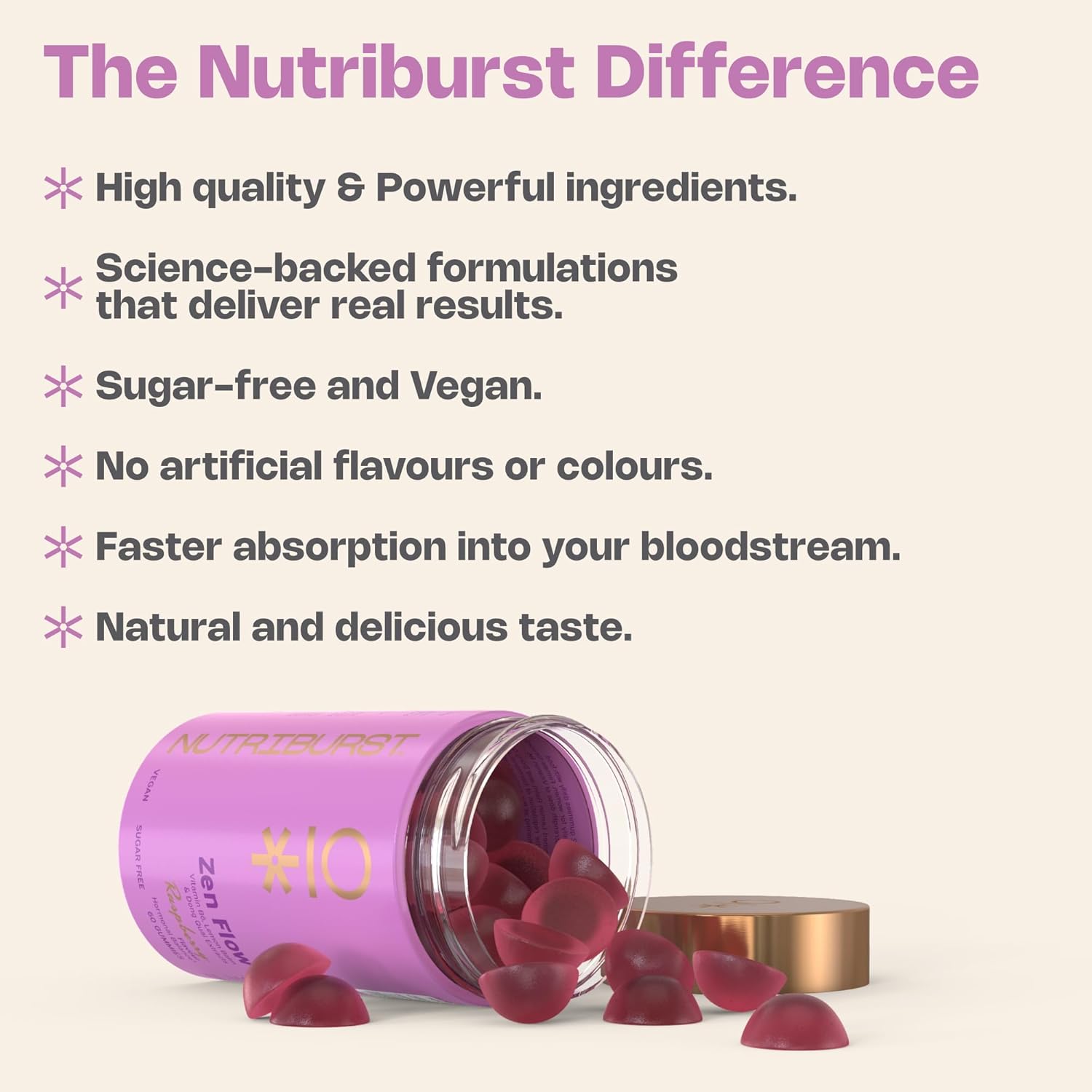 Nutriburst - ZenFlow Multipack - Female Focused Formula - Vitamin B6, Lemon Balm + Dong Quai - Regulate Hormonses, Support Nervous System + Reduce Tiredness - 3 Month Supply - Suitable for Vegans : Amazon.co.uk: Health & Personal Care