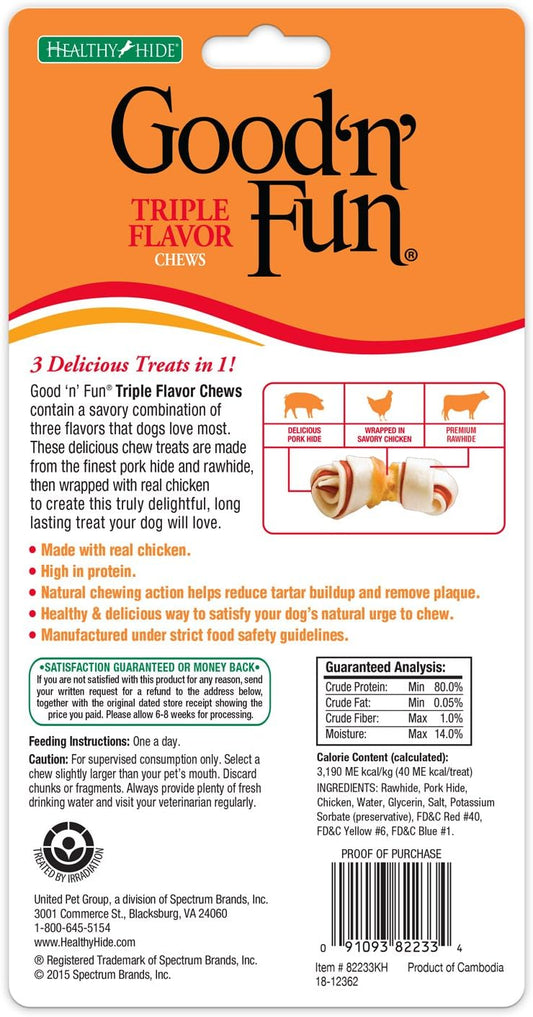 Good'N'Fun Good 'N' Fun Triple Flavor Mini Rawhide Chews, 4-Count